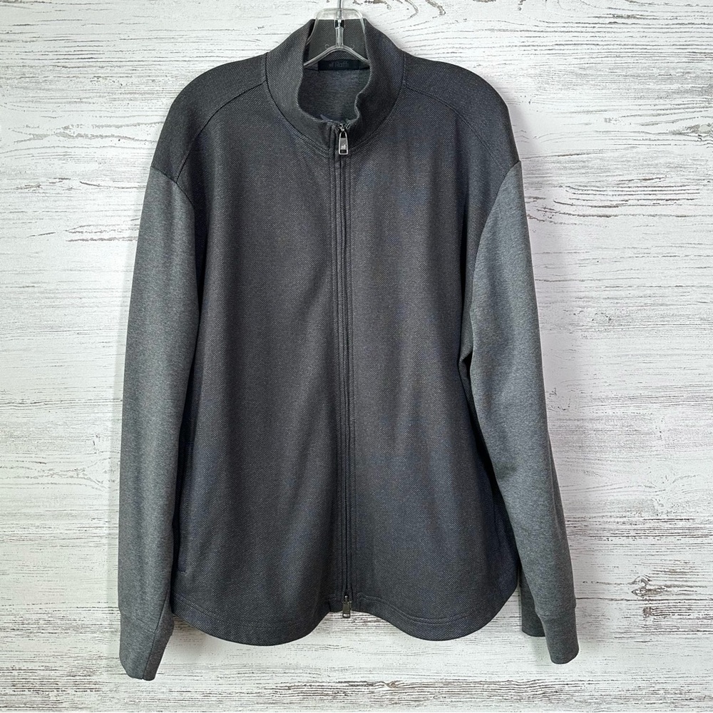 RAFFI Full Zip Varsity Jersey Knit Jacket Gray XL